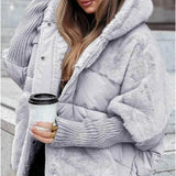 Women's Loose Cotton Coat Faux Fur Patchwork Winter Coat Comfort Chic Long Sleeve Hooded Jacket BadAssWear.fi