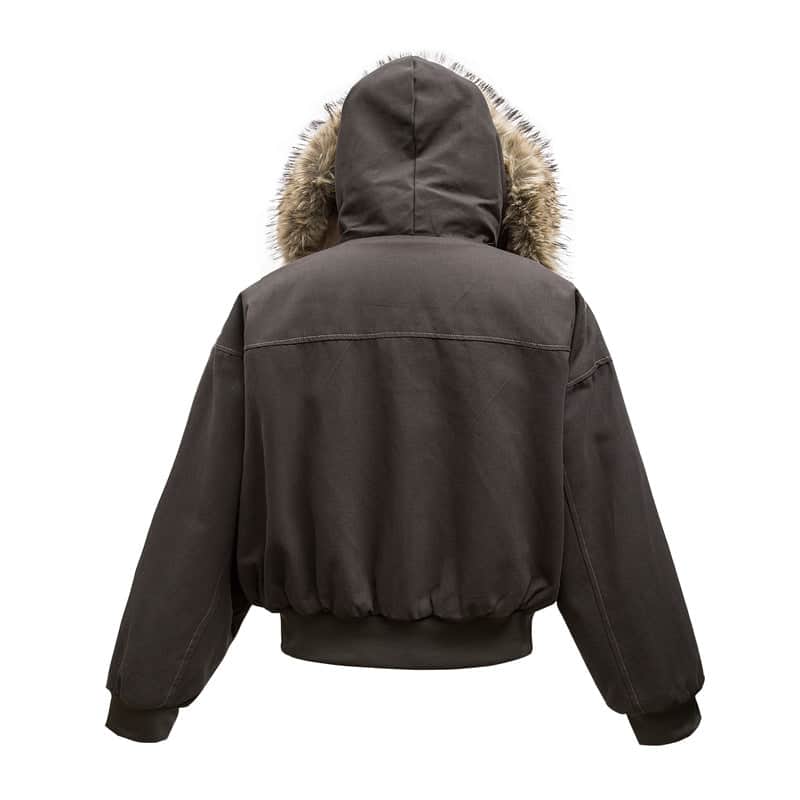 High Street Line Splicing Fur Collar Hood Cotton Coat Jacket BadAssWear.fi